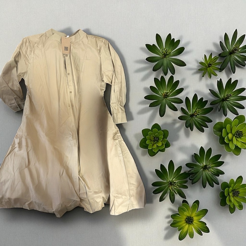 Chic Tan Button-Up Dress
